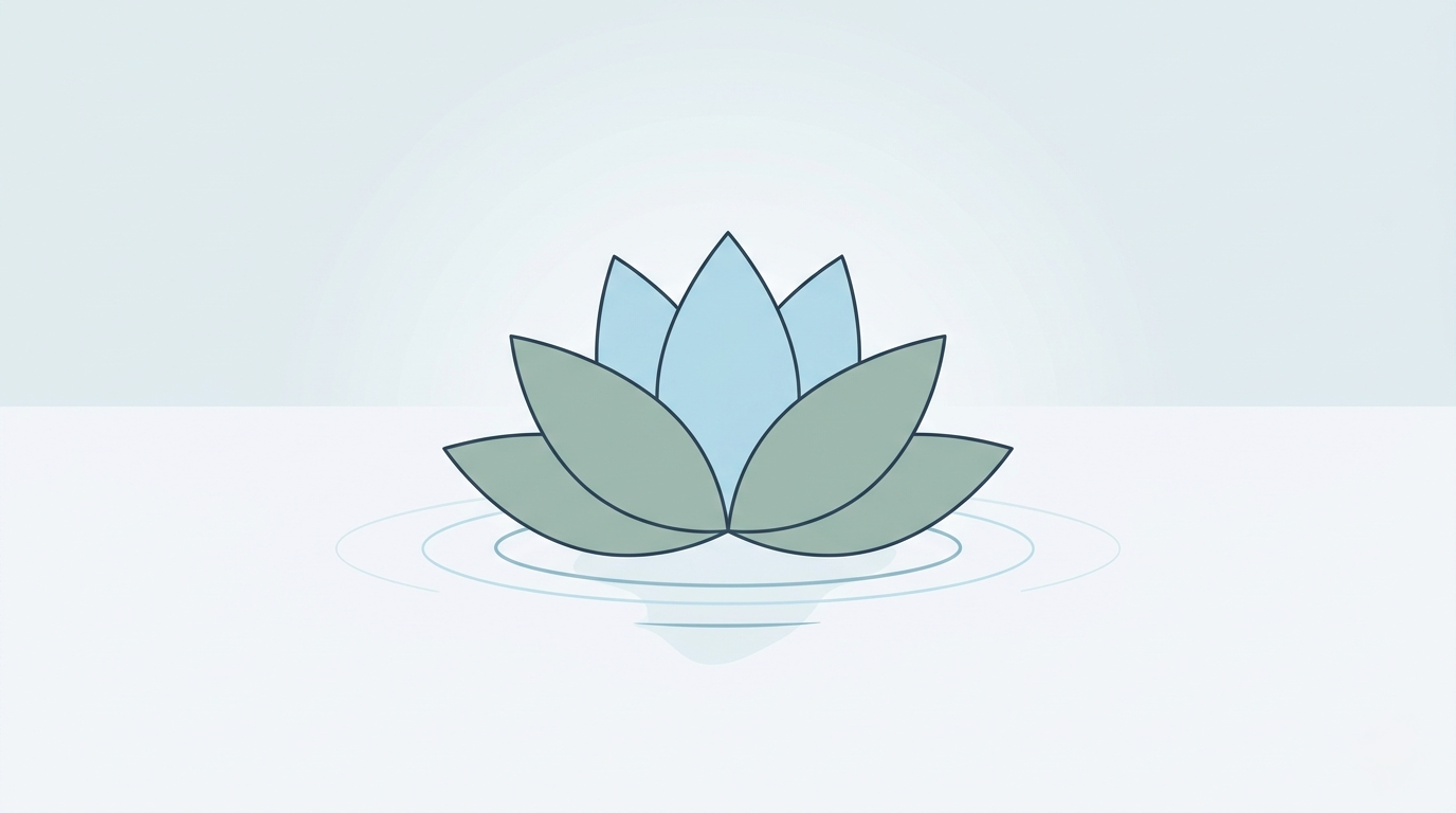 A soft lotus rising from still water with gentle ripples