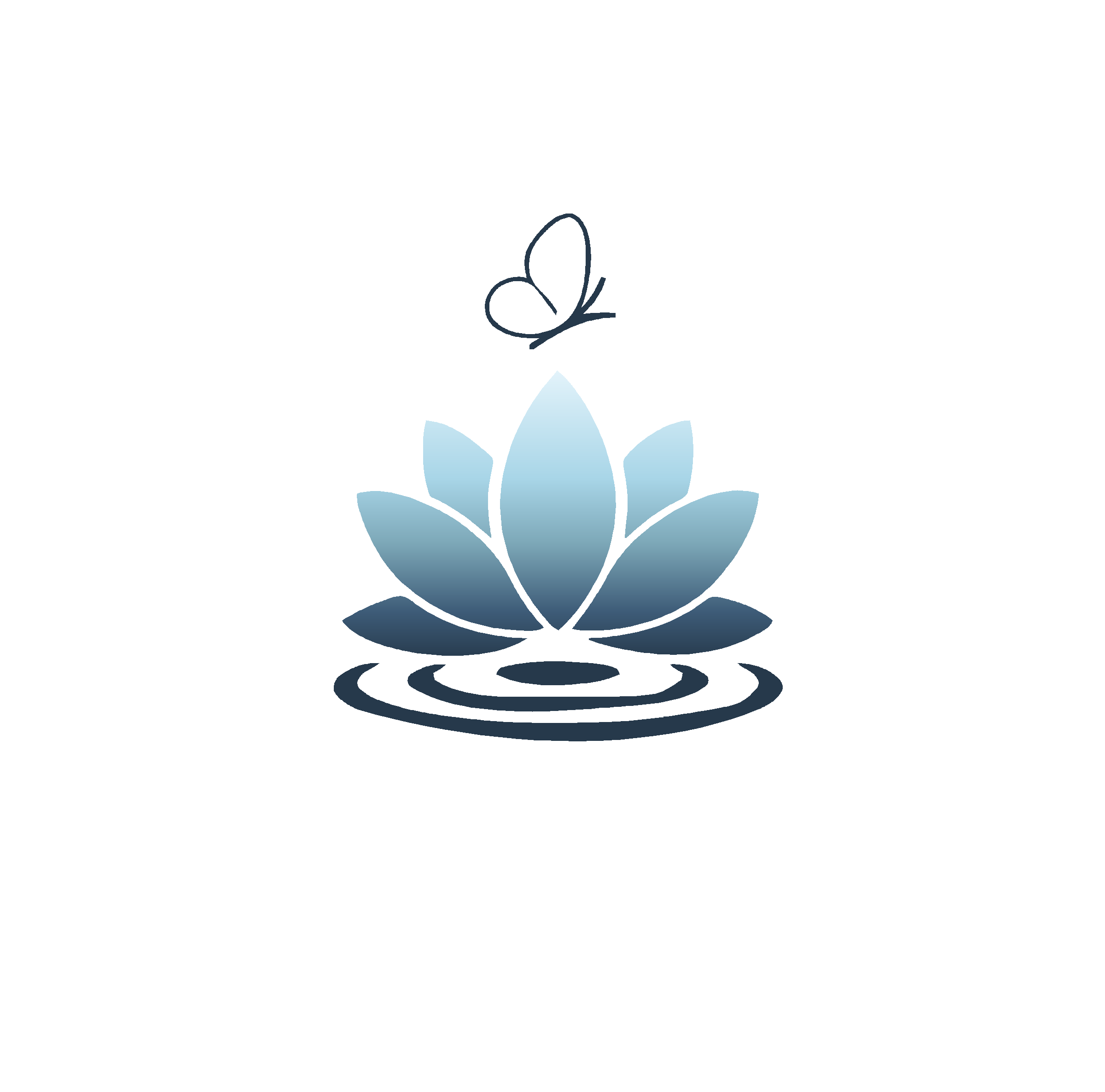 A lotus and butterfly in soft ombre tones, an emblem of rebirth